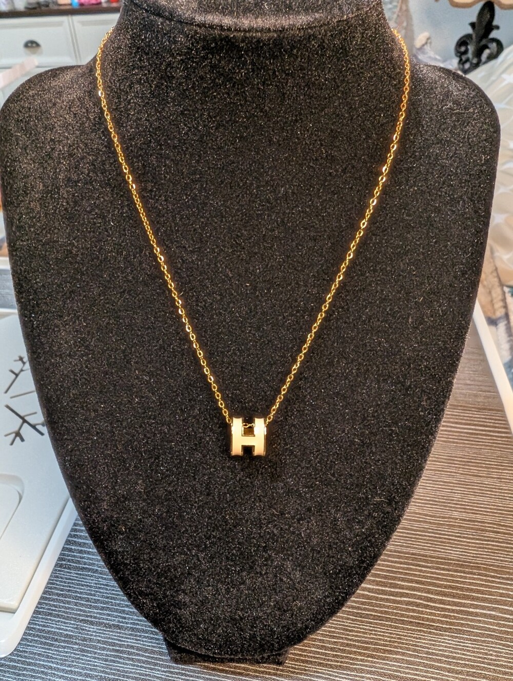 Gold Letter H Pendant Helene Necklace - Women Jewelry